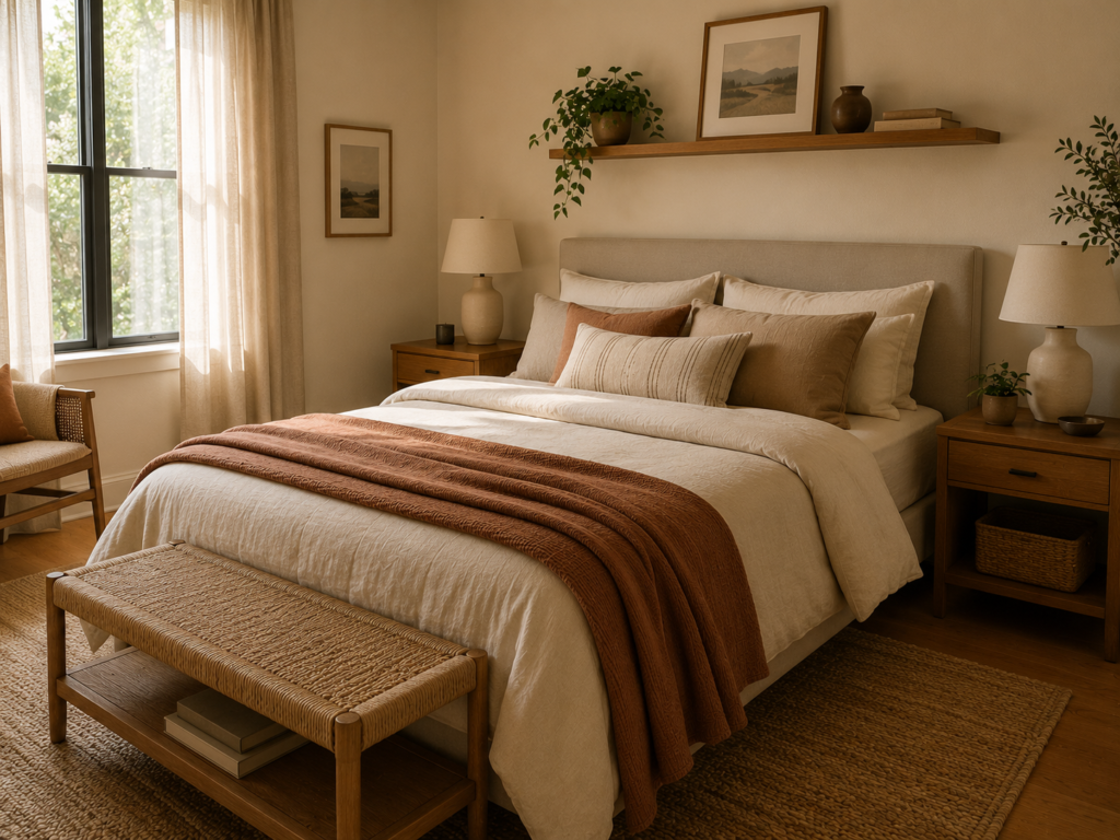 warm aesthetic cozy bedroom 