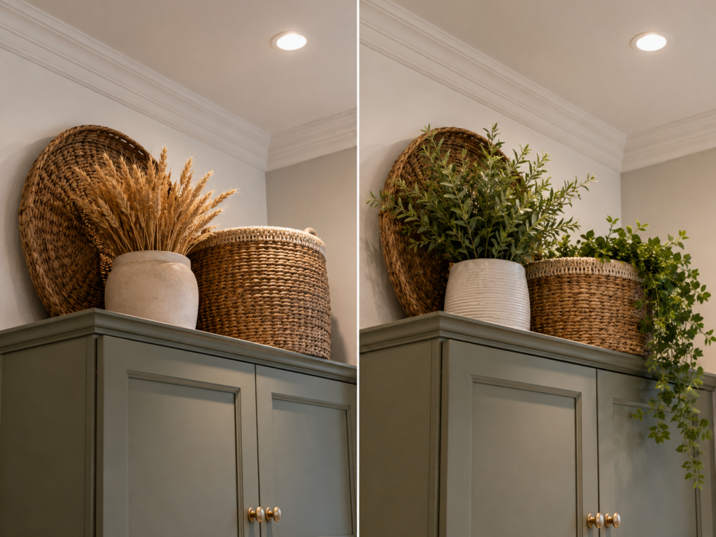 decorating ideas for above kitchen cabinets