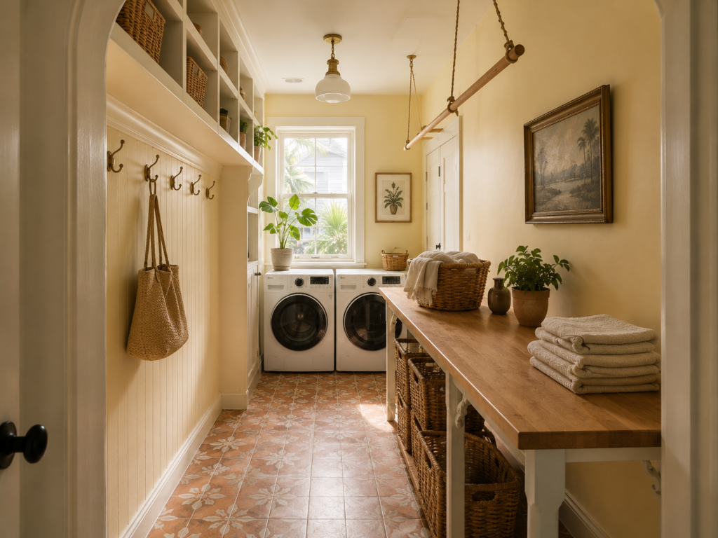 Seattle galley laundry room with appliances on one wall and shallow storage along the opposite wall.