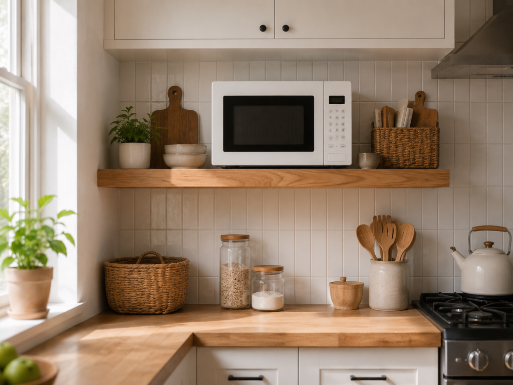 microwave and cabinet 