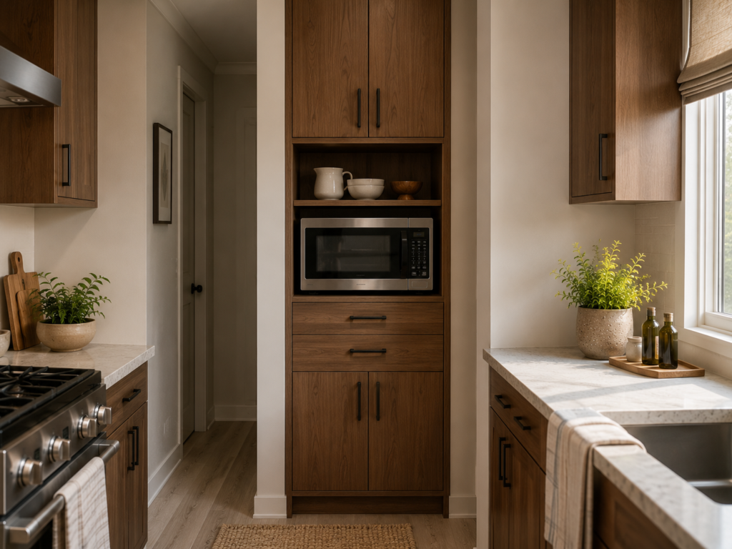 microwave and cabinet 