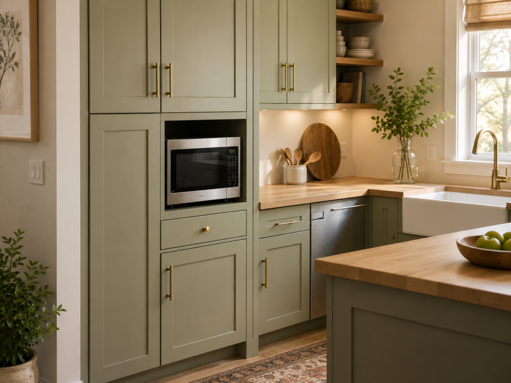 microwave and cabinet 