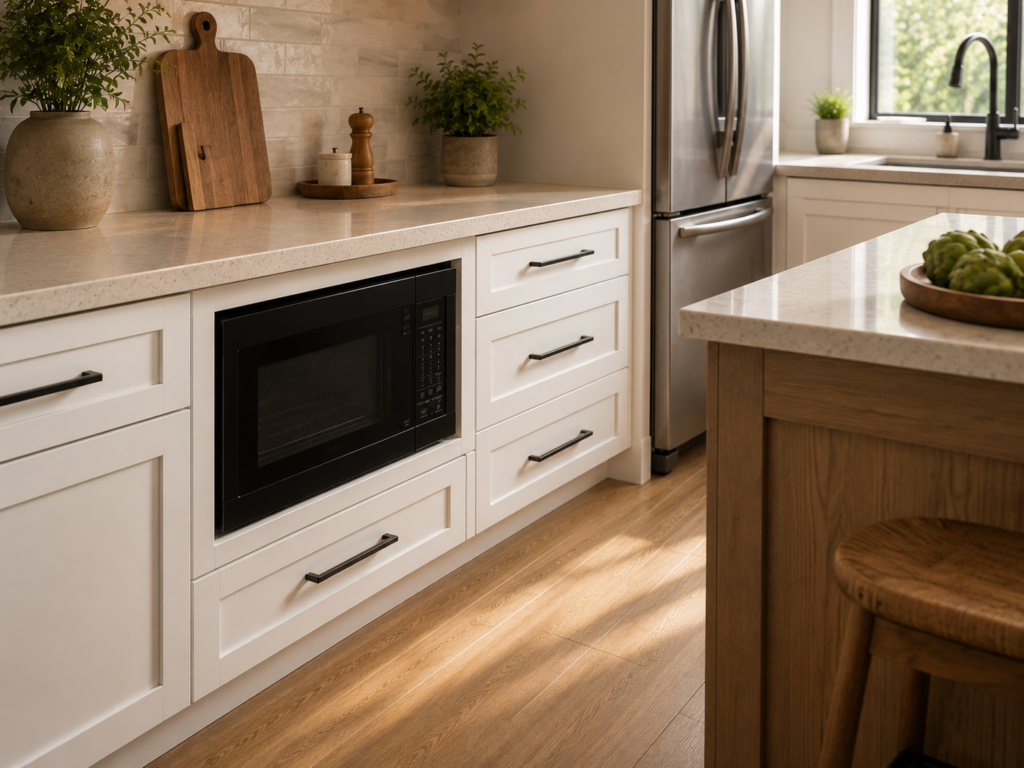 microwave and cabinet 