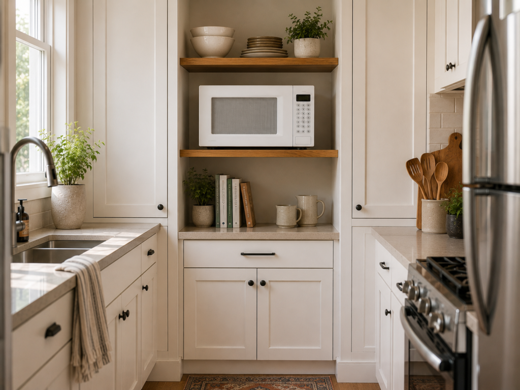 microwave and cabinet 