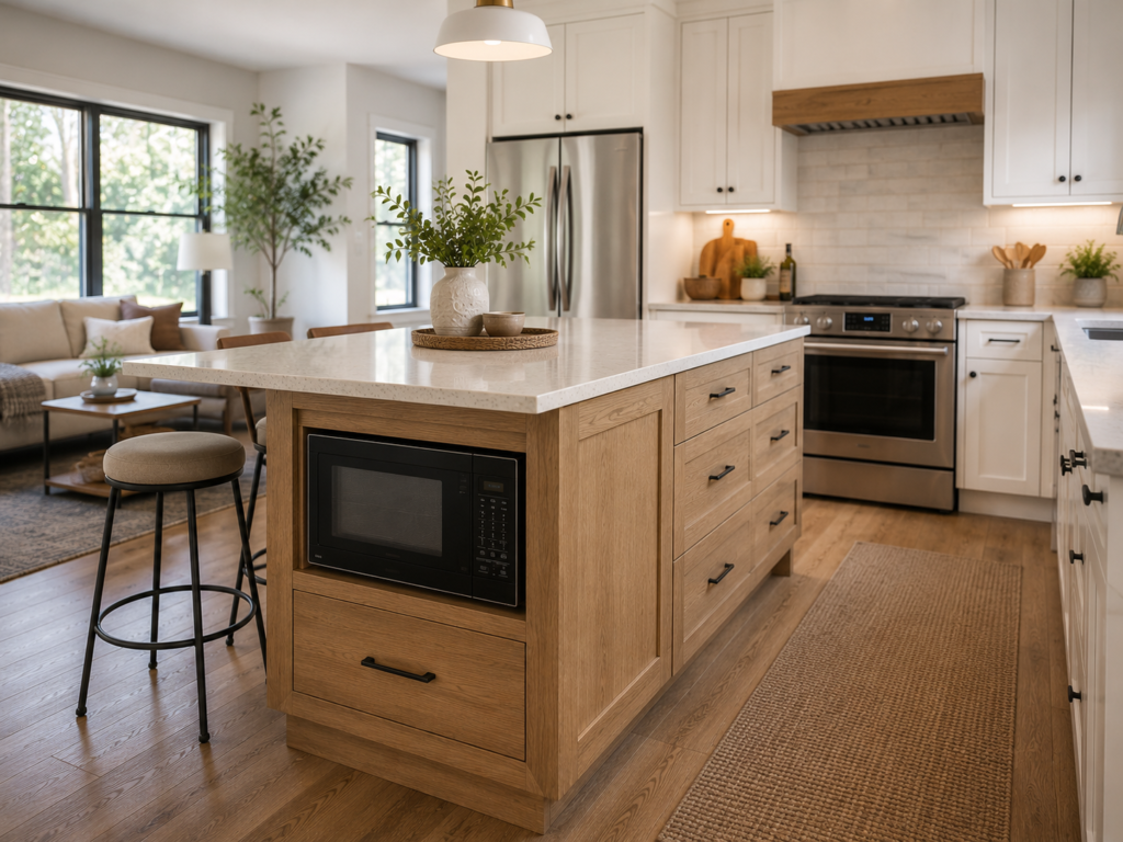 microwave and cabinet 