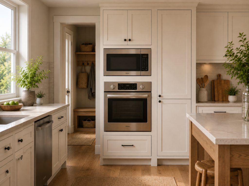 microwave and cabinet 
