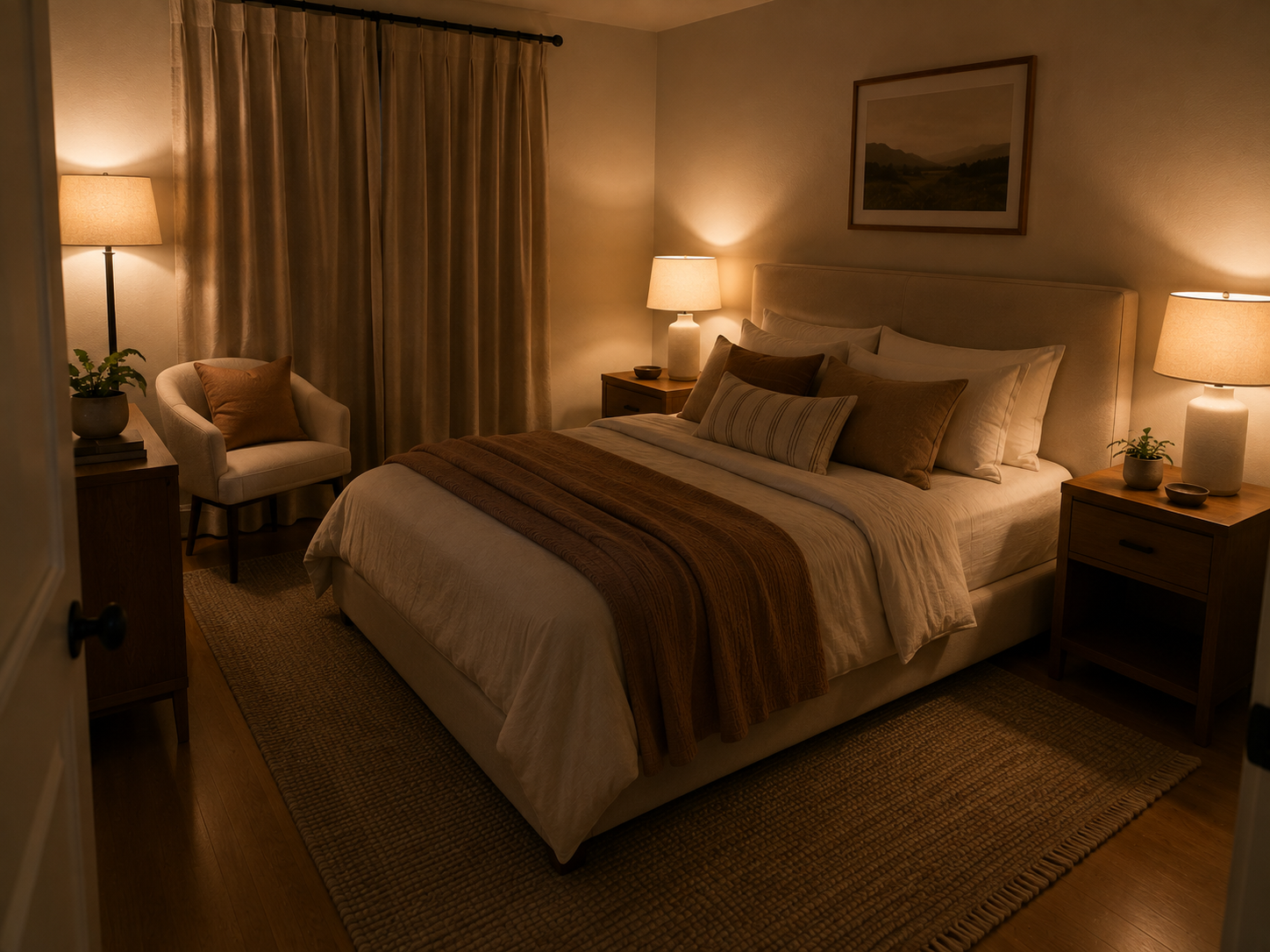 warm aesthetic cozy bedroom